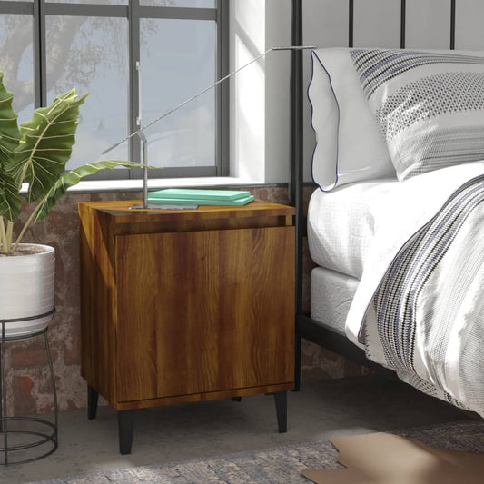 vidaXL Bed Cabinets with Metal Legs 2 pcs Brown Oak 40x30x50 cm