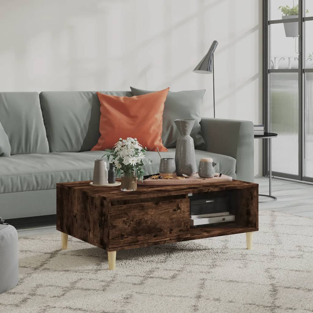 vidaXL Coffee Table Smoked Oak 90x60x35 cm Engineered Wood