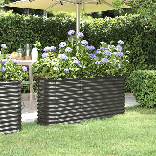 vidaXL Garden Raised Bed Powder-coated Steel 152x40x68 cm Anthracite