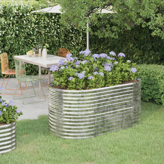 vidaXL Garden Raised Bed Powder-coated Steel 152x80x68 cm Silver