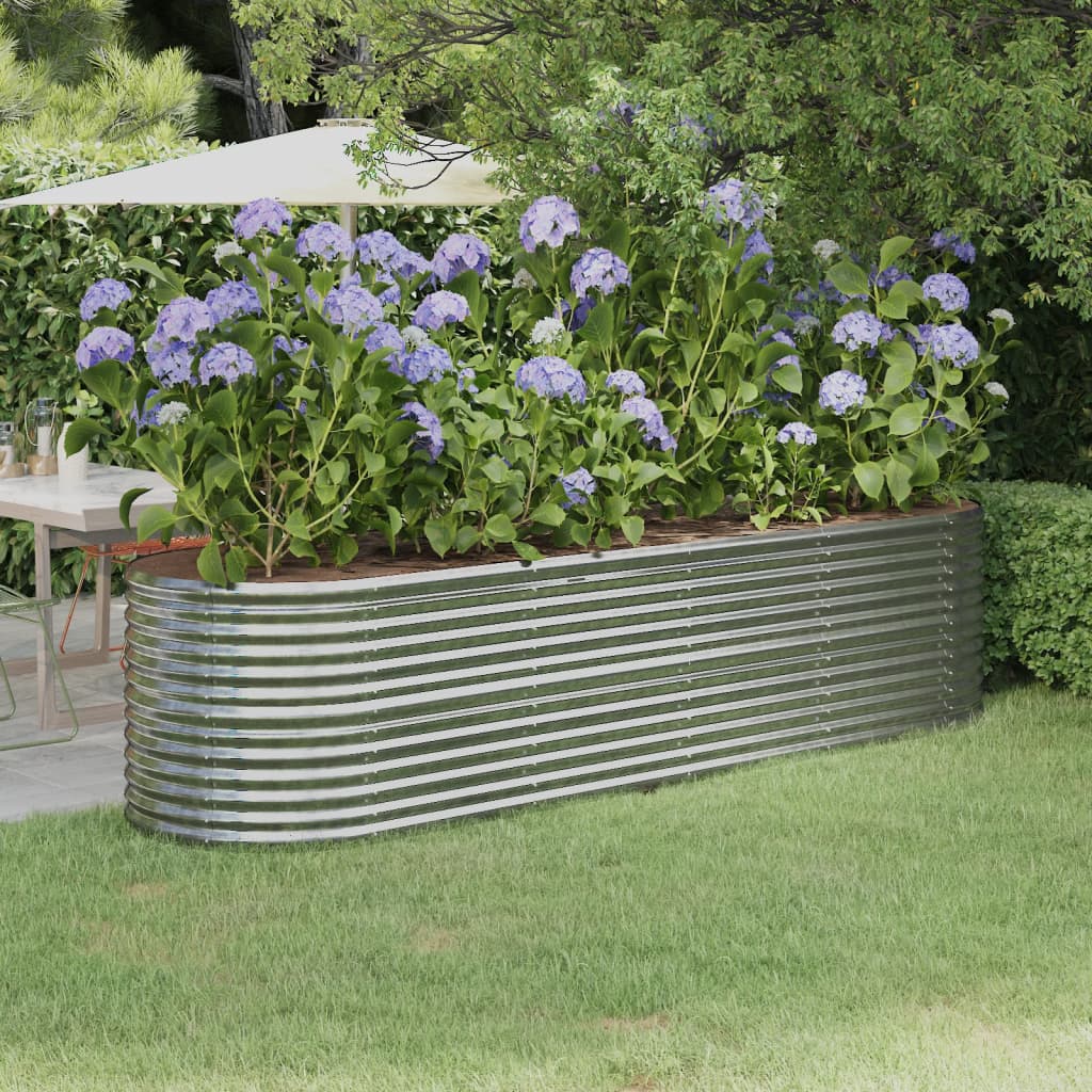 vidaXL Garden Raised Bed Powder-coated Steel 296x80x68 cm Silver