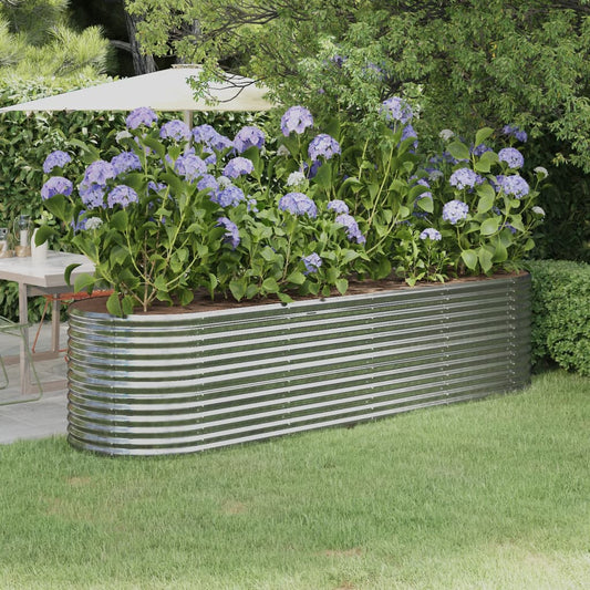 vidaXL Garden Raised Bed Powder-coated Steel 296x80x68 cm Silver