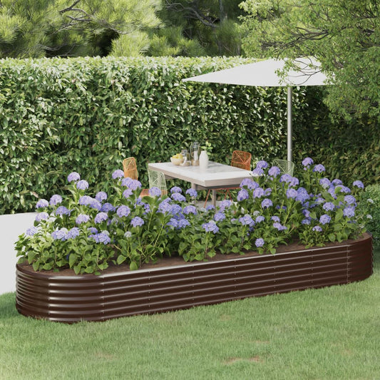 vidaXL Garden Raised Bed Powder-coated Steel 322x100x36 cm Brown