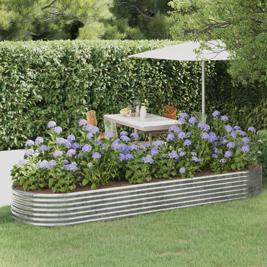 vidaXL Garden Raised Bed Powder-coated Steel 322x100x36 cm Silver