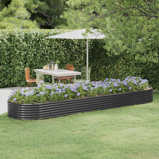 vidaXL Garden Raised Bed Powder-coated Steel 396x100x36 cm Anthracite