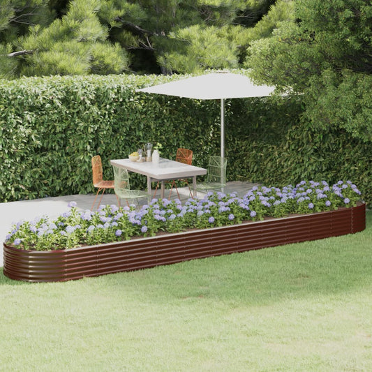 vidaXL Garden Raised Bed Powder-coated Steel 507x100x36 cm Brown