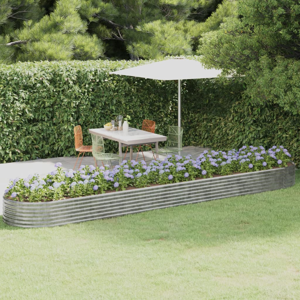 vidaXL Garden Raised Bed Powder-coated Steel 507x100x36 cm Silver