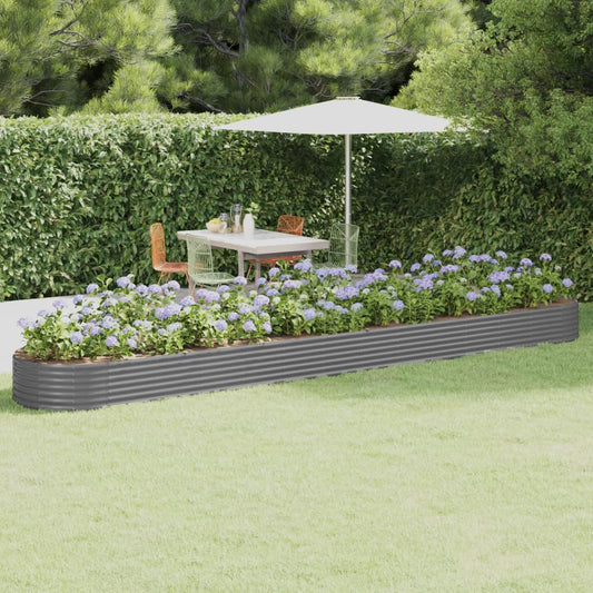 vidaXL Garden Raised Bed Powder-coated Steel 544x100x36 cm Grey