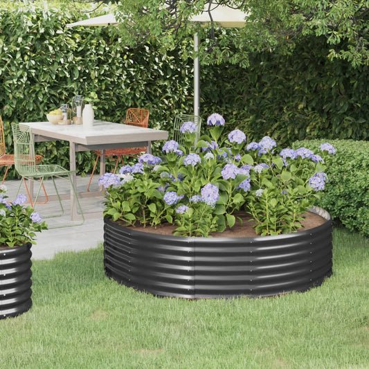 vidaXL Garden Raised Bed Powder-coated Steel 140x140x36 cm Anthracite