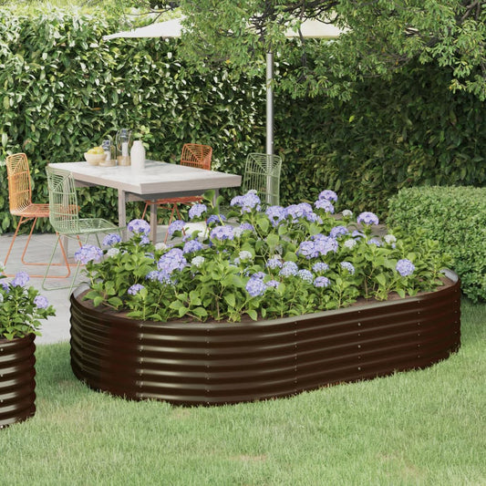 vidaXL Garden Raised Bed Powder-coated Steel 214x140x36 cm Brown
