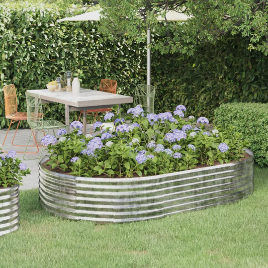vidaXL Garden Raised Bed Powder-coated Steel 214x140x36 cm Silver