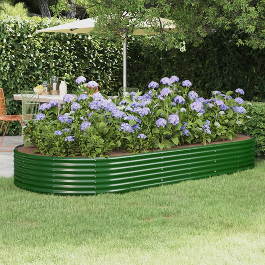 vidaXL Garden Raised Bed Powder-coated Steel 296x140x36 cm Green