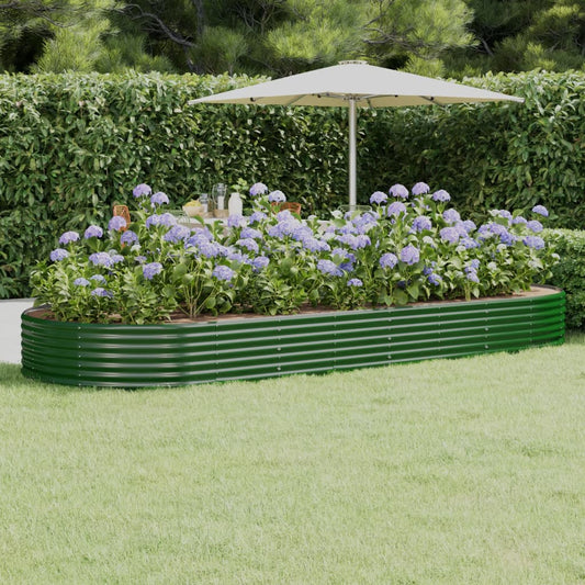vidaXL Garden Raised Bed Powder-coated Steel 373x140x36 cm Green