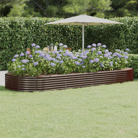 vidaXL Garden Raised Bed Powder-coated Steel 373x140x36 cm Brown