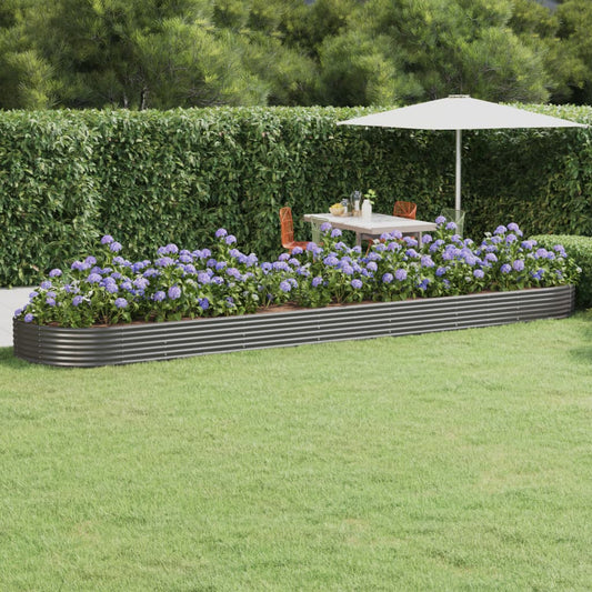 vidaXL Garden Raised Bed Powder-coated Steel 600x140x36 cm Grey