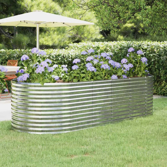 vidaXL Garden Raised Bed Powder-coated Steel 249x100x68 cm Silver