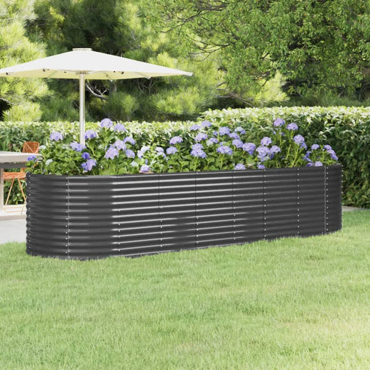 vidaXL Garden Raised Bed Powder-coated Steel 322x100x68 cm Anthracite