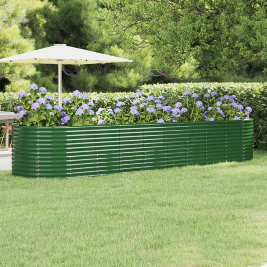 vidaXL Garden Raised Bed Powder-coated Steel 396x100x68 cm Green