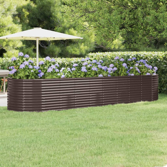 vidaXL Garden Raised Bed Powder-coated Steel 396x100x68 cm Brown