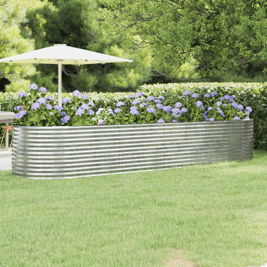 vidaXL Garden Raised Bed Powder-coated Steel 396x100x68 cm Silver