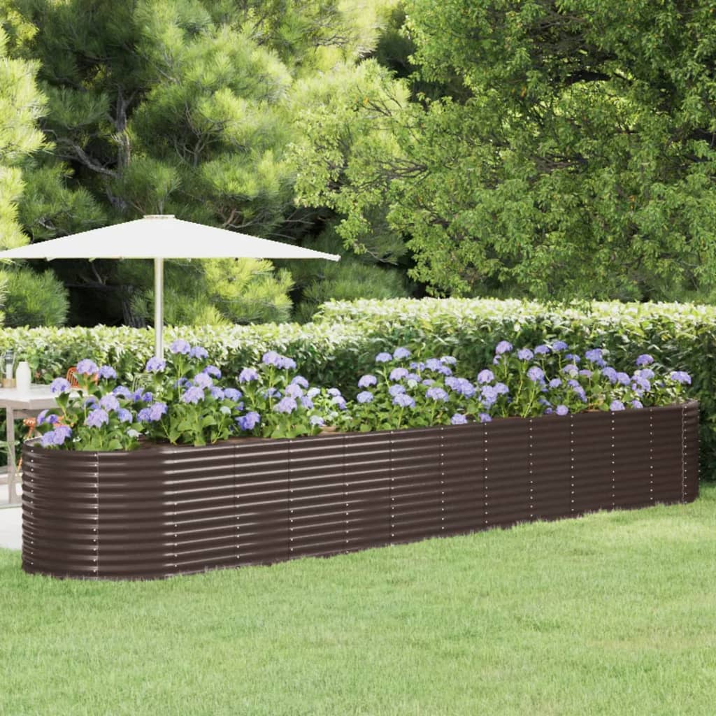 vidaXL Garden Raised Bed Powder-coated Steel 507x100x68 cm Brown