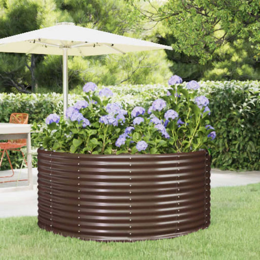 vidaXL Garden Raised Bed Brown 140x140x68 cm Powder-coated Steel