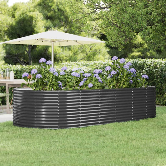 vidaXL Garden Raised Bed Anthracite 291x140x68 cm Powder-coated Steel