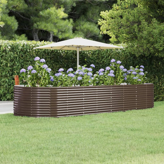 vidaXL Garden Raised Bed Brown 367x140x68 cm Powder-coated Steel