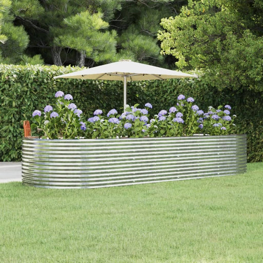 vidaXL Garden Raised Bed Silver 367x140x68 cm Powder-coated Steel