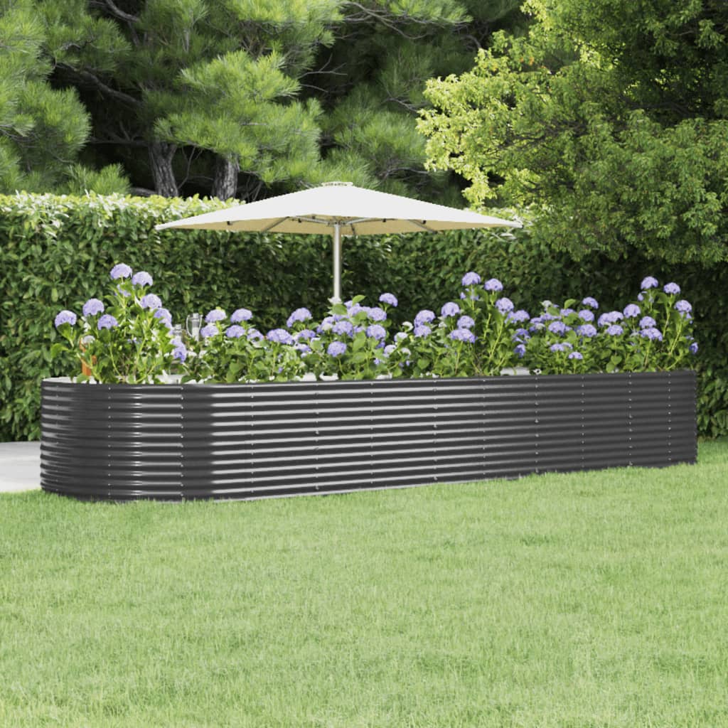 vidaXL Garden Raised Bed Anthracite 447x140x68 cm Powder-coated Steel