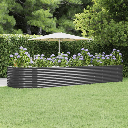 vidaXL Garden Raised Bed Anthracite 447x140x68 cm Powder-coated Steel