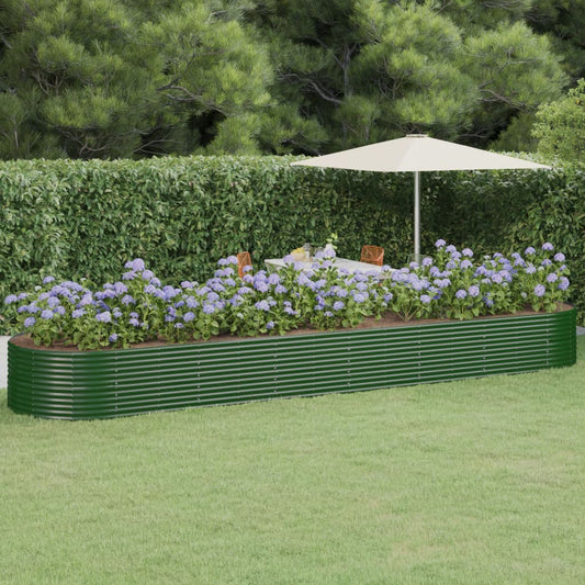 vidaXL Garden Raised Bed Powder-coated Steel 584x140x68 cm Green