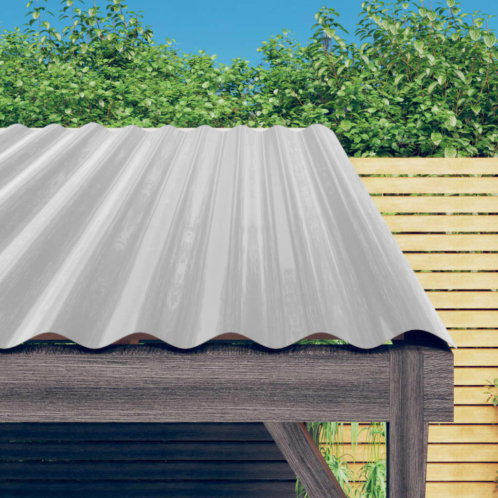 vidaXL Roof Panels 36 pcs Powder-coated Steel Silver 60x36 cm