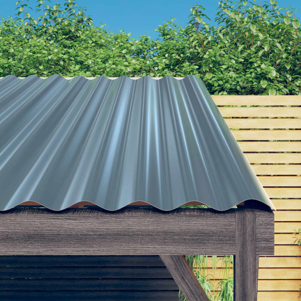 vidaXL Roof Panels 12 pcs Powder-coated Steel Grey 80x36 cm