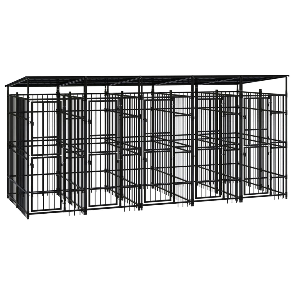 vidaXL Outdoor Dog Kennel with Roof Steel 9.22 må_