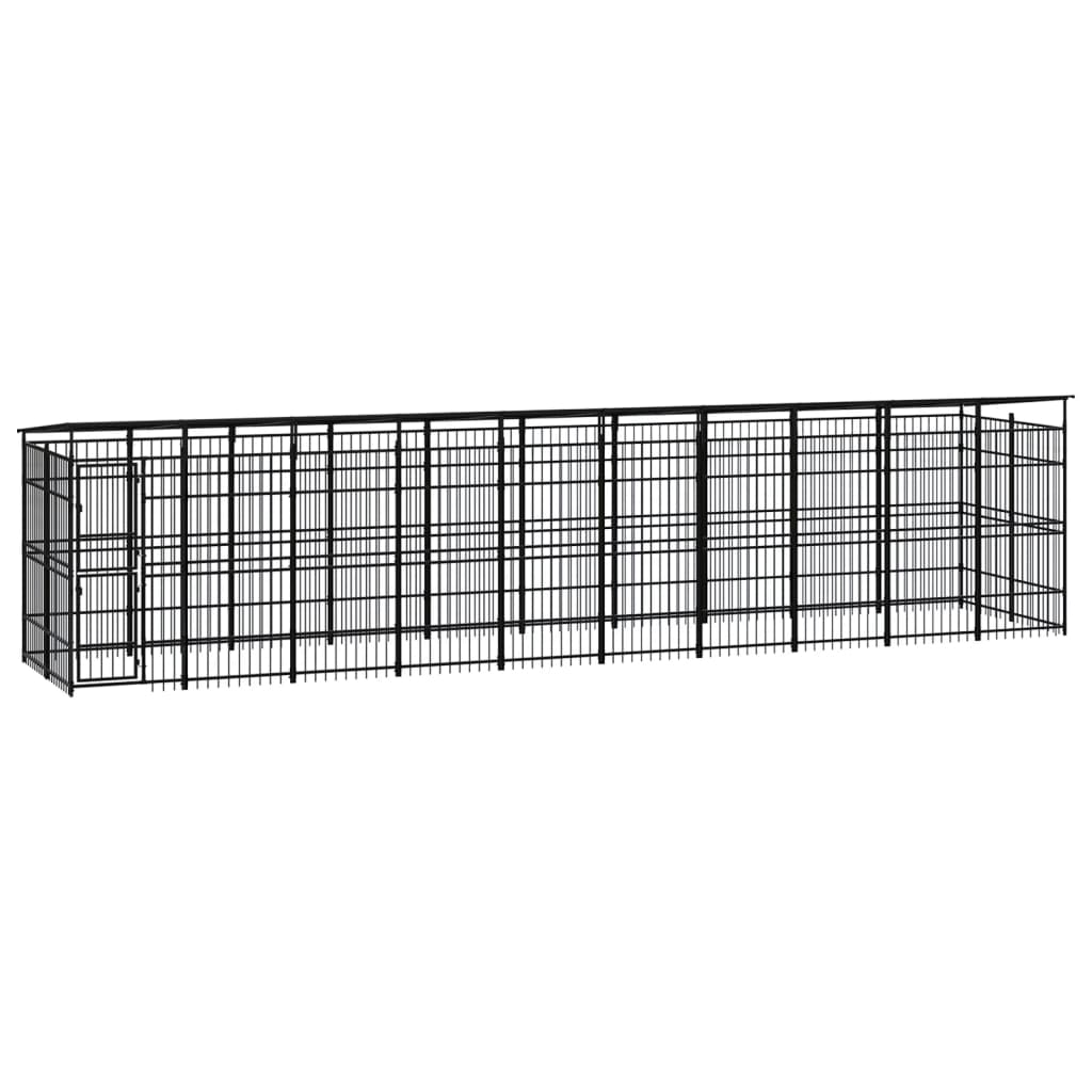 vidaXL Outdoor Dog Kennel with Roof Steel 18.43 må_