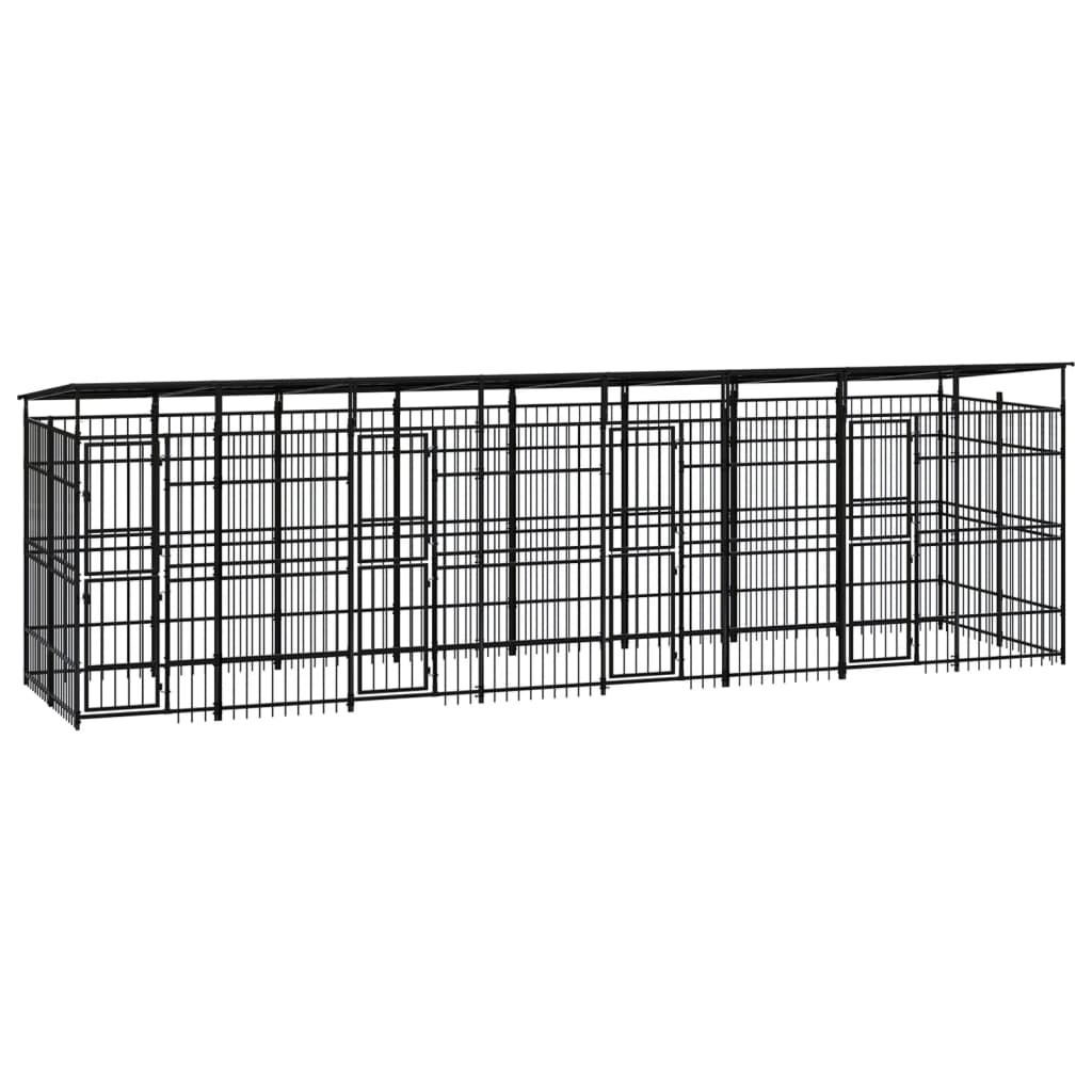 vidaXL Outdoor Dog Kennel with Roof Steel 14.75 må_