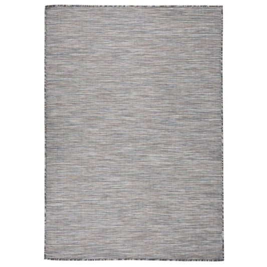 vidaXL Outdoor Flatweave Rug 140x200 cm Brown and Blue