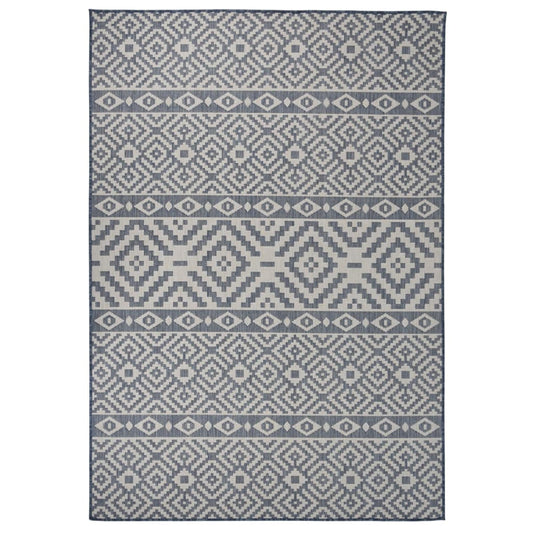 vidaXL Outdoor Flatweave Rug 160x230 cm Blue Stripes