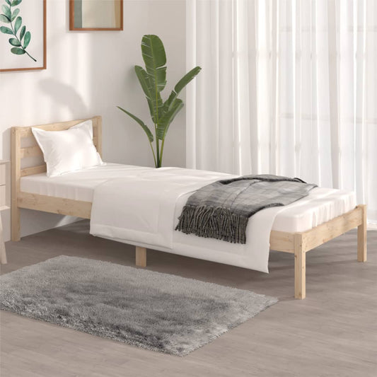 vidaXL Bed Frame Solid Wood Pine 75x190 cm Small Single
