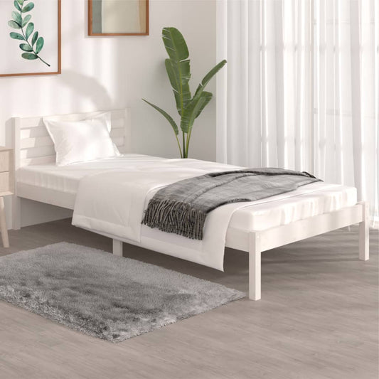 vidaXL Bed Frame Solid Wood Pine 90x190 cm White Single