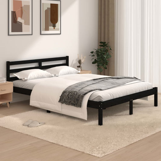 vidaXL Bed Frame Solid Wood Pine 120x190 cm Black Small Double