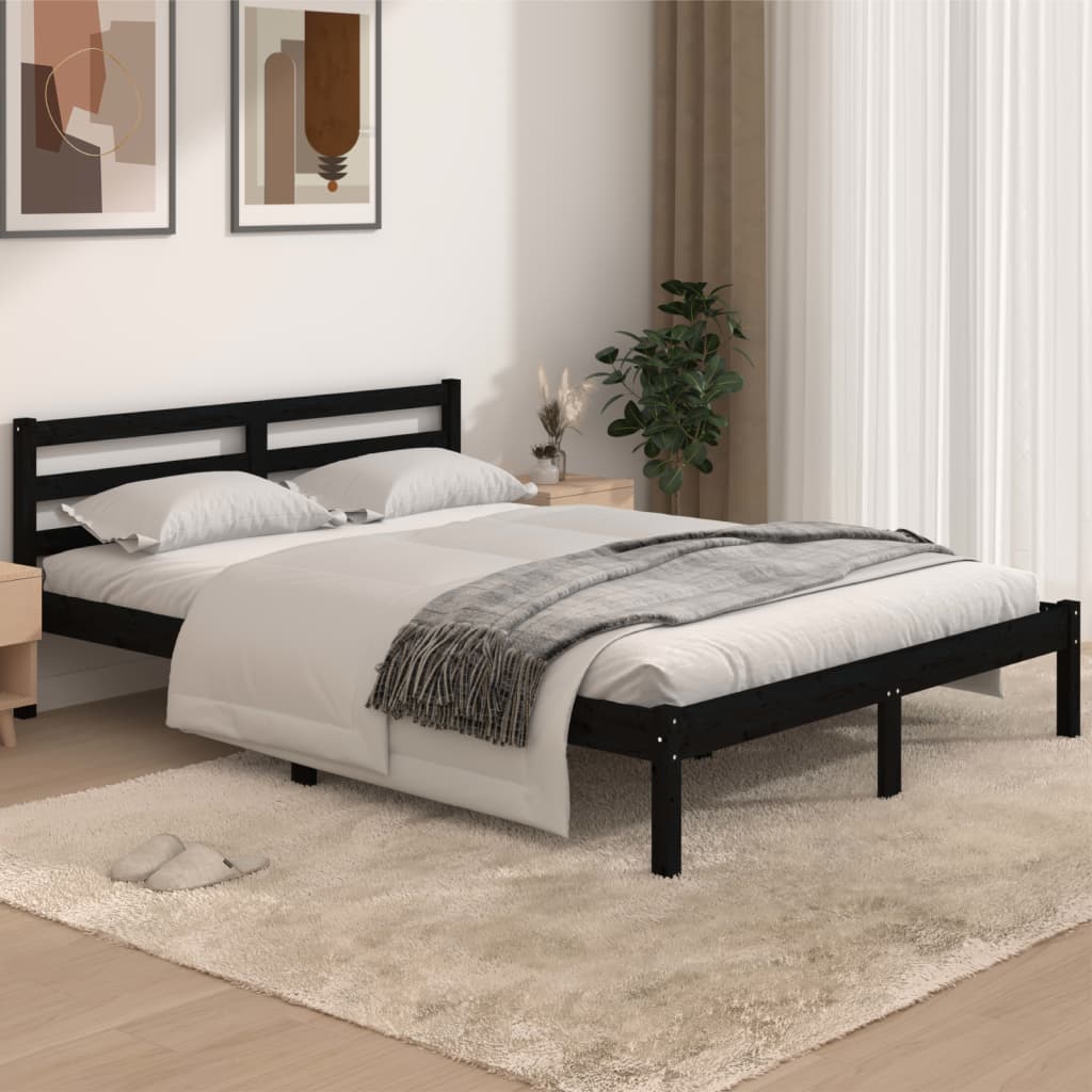 vidaXL Day Bed Solid Wood Pine 140x190 cm Black