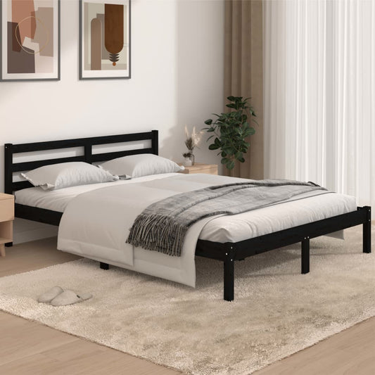 vidaXL Day Bed Solid Wood Pine 140x190 cm Black
