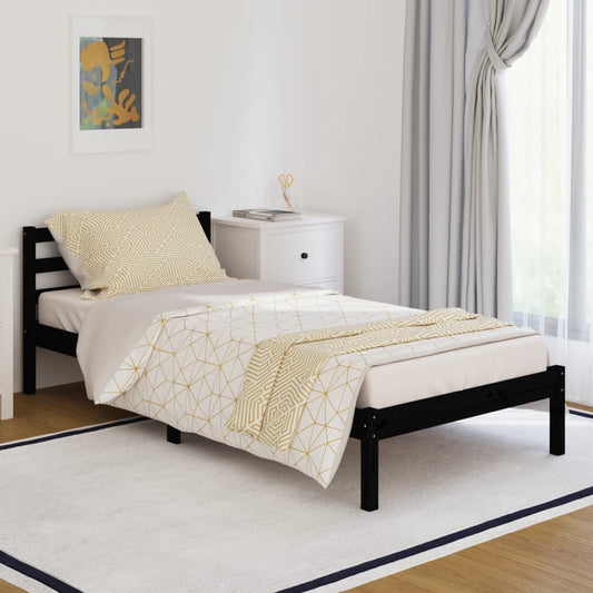 vidaXL Day Bed Solid Wood Pine 90x200 cm Black