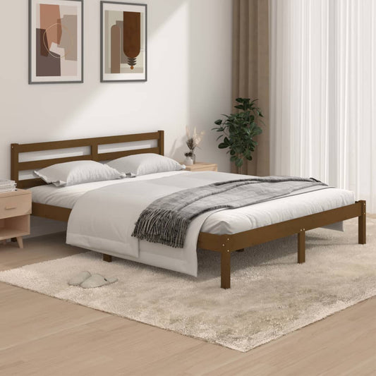 vidaXL Bed Frame Solid Wood Pine 150x200 cm Honey Brown King Size