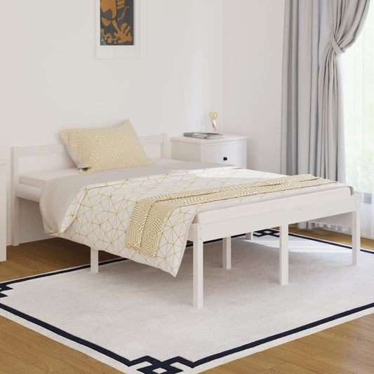 vidaXL Bed Frame White 140x190 cm Solid Wood Pine