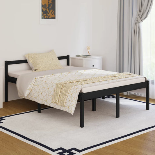 vidaXL Bed Frame Black 140x190 cm Solid Wood Pine