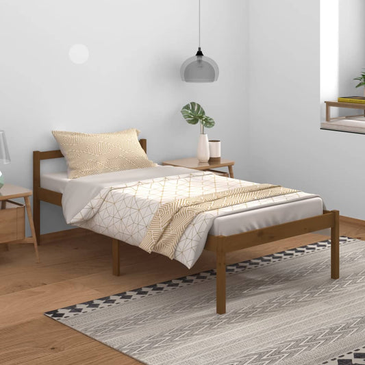 vidaXL Bed Frame Honey Brown 100x200 cm Solid Wood Pine