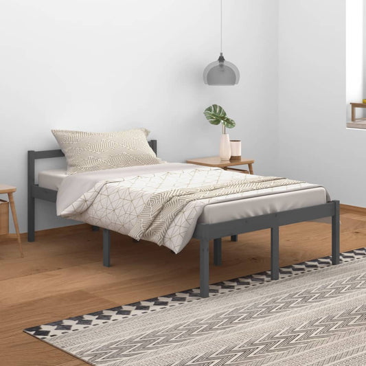 vidaXL Bed Frame Grey 120x200 cm Solid Wood Pine